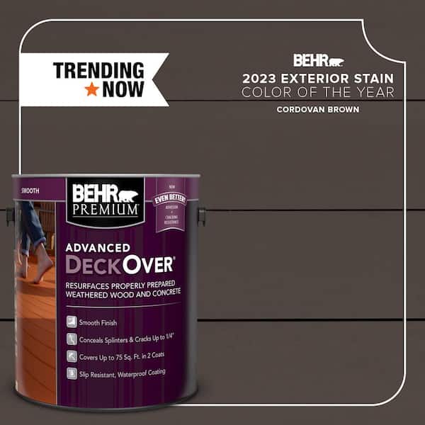BEHR Premium Advanced DeckOver 1 gal. #SC-104 Cordovan Brown Smooth Solid Color Exterior Wood and Concrete Coating