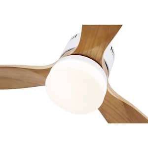 Novella 52in. LED Indoor Solid Wood Scandi-Japanese Ceiling Fan With Light Latest DC Motor Technology, Burlywood