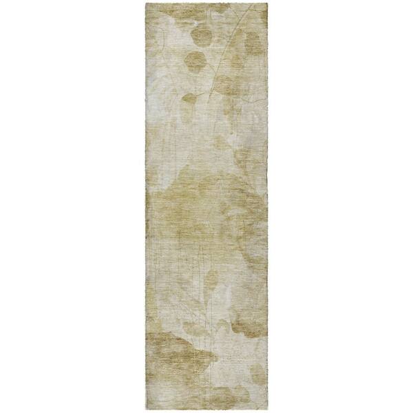 Dream Shag Premium Machine Washable Abstract ADS832 Beige 2 ft. x 7 ft. Runner Rug