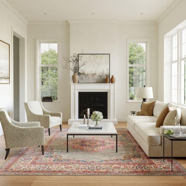 Passion Grey 12 ft. x 18 ft. Bordered Transitional Area Rug