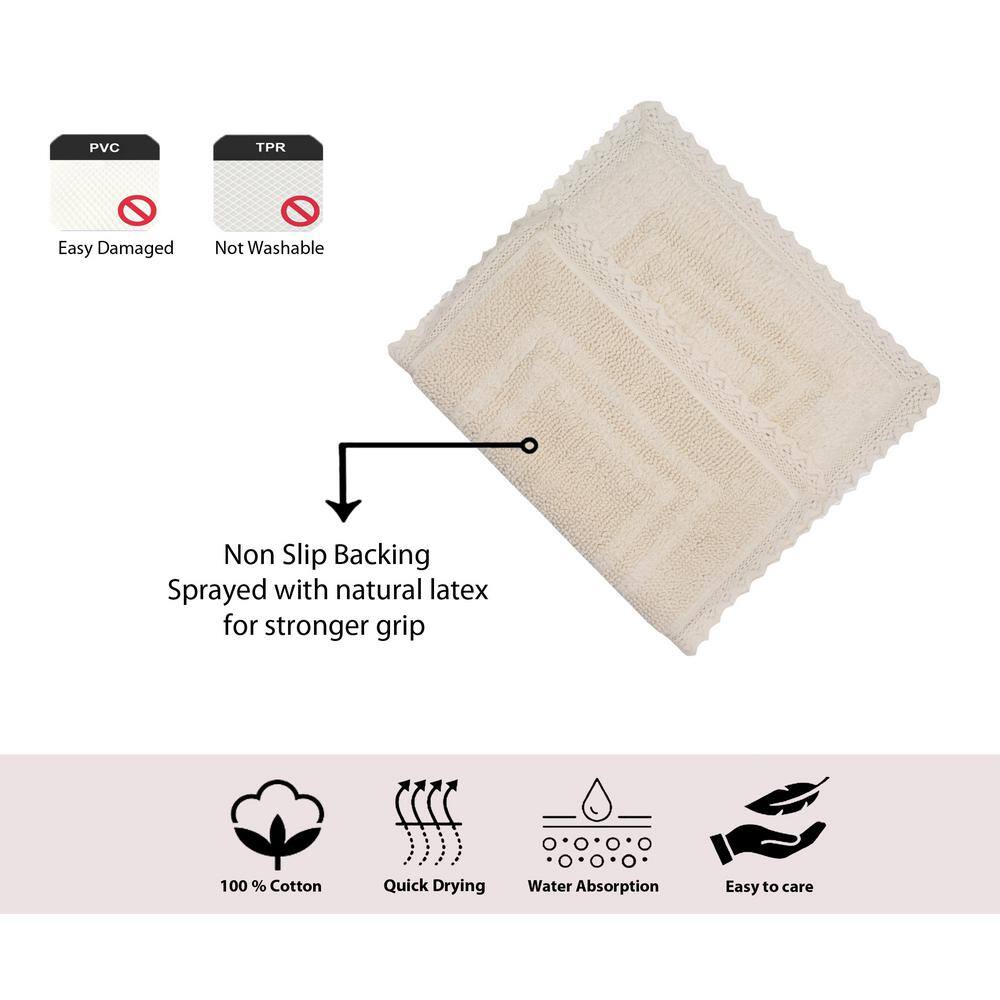 Opulent Beige Cotton Reversible Tufted Bath Rug