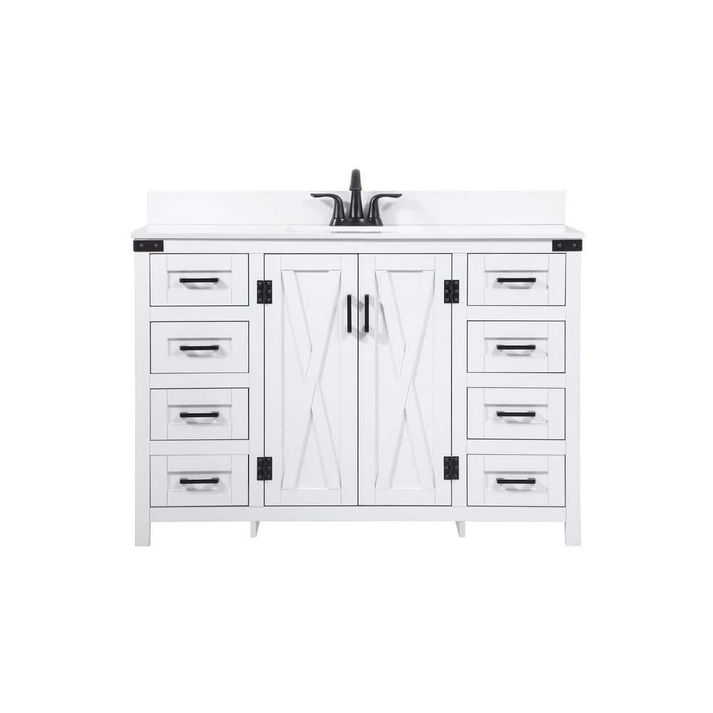 Timeless Home 48 in. W x 19 in. D x 34 in. H Bath Vanity in White with Ivor