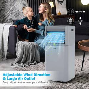 8000 BTU ASHRAE 5300 BTU (DOE) Portable Air Conditioner Cools 230 sq. ft. with Dehumidifier Remote in Gray