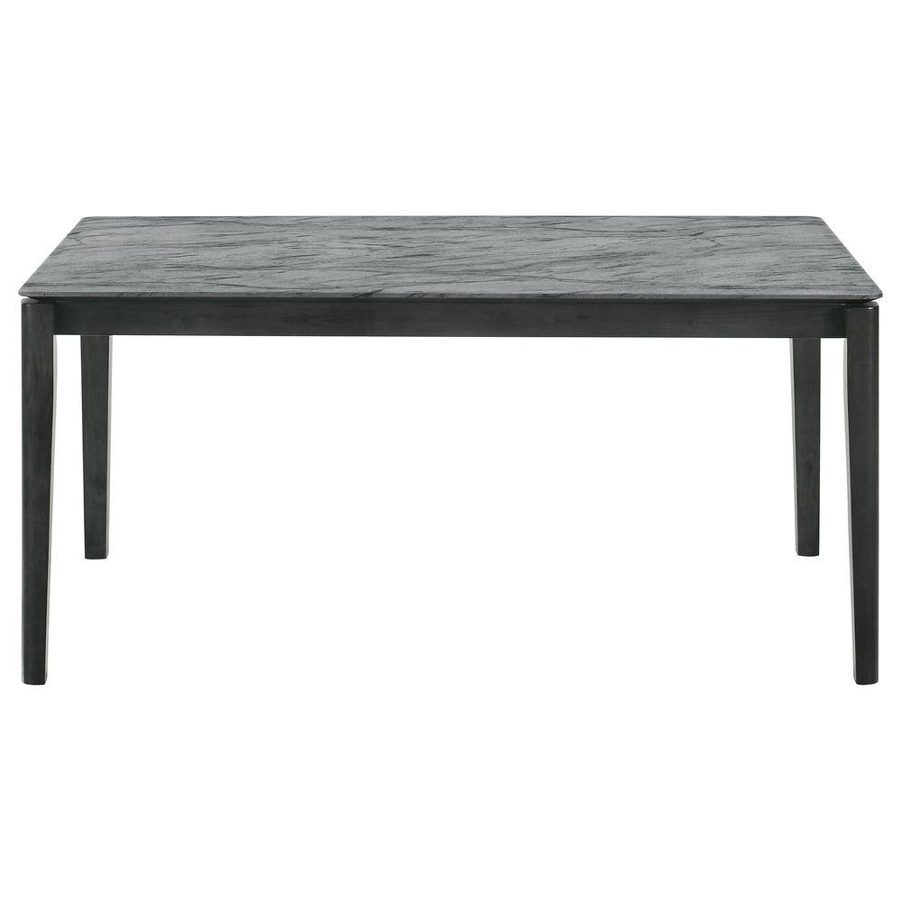 Gray Faux Marble Top Rectangular Dining Table with Wood Legs