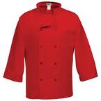 C10P Unisex 2X Red Long Sleeve Classic Chef Coat