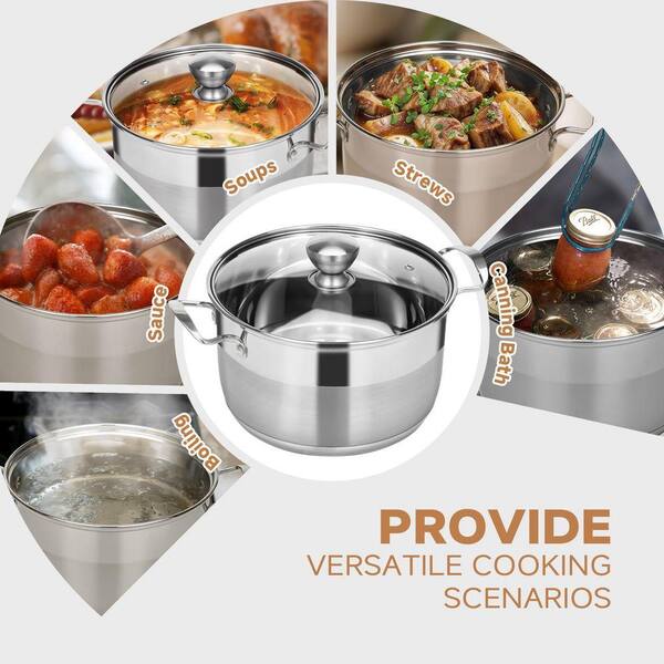 Stainless Steel Stock Pot - 12 qt. Large Cooking Pot with Lid for