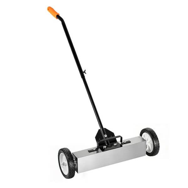 24 in Rolling Magnetic Sweeper Manual Floor Sweeper Heavy Duty with Quick Release 35 lbs. Capacity