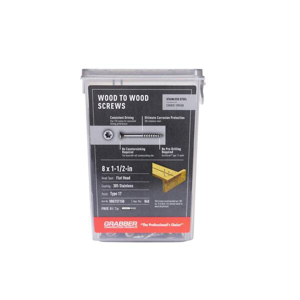 Grabber #8 x 1-1/2 in. Stainless Steel Star Drive Flat-Head Wood Deck Screw