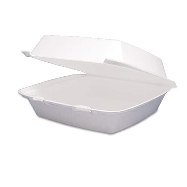 DART 8-2/5 in. x 7-9/10 in. x 3-3/10 in. Hinged Insulated Foam Carryout Food Container in White (200 Per Case)