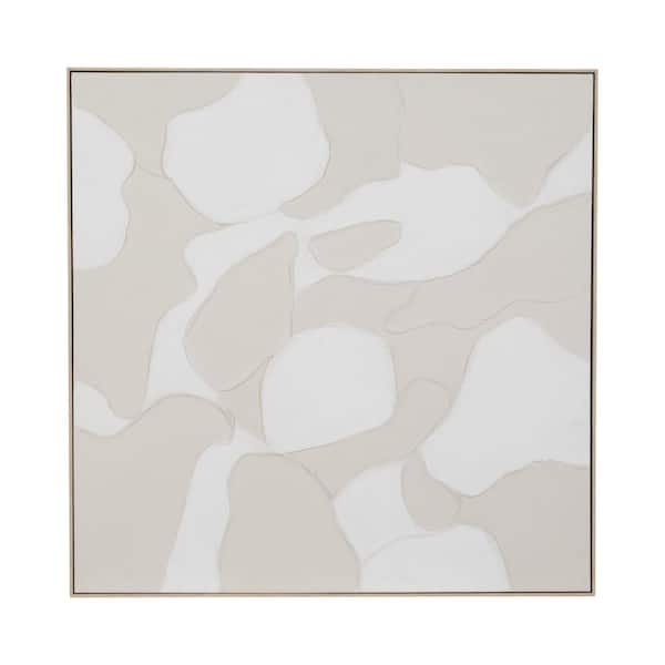 White Framed Torin Handpainted Canvas Art Print 40 in. x 40 in.