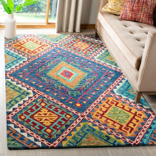 Aspen Blue/Multi 5 ft. x 8 ft. Geometric Area Rug