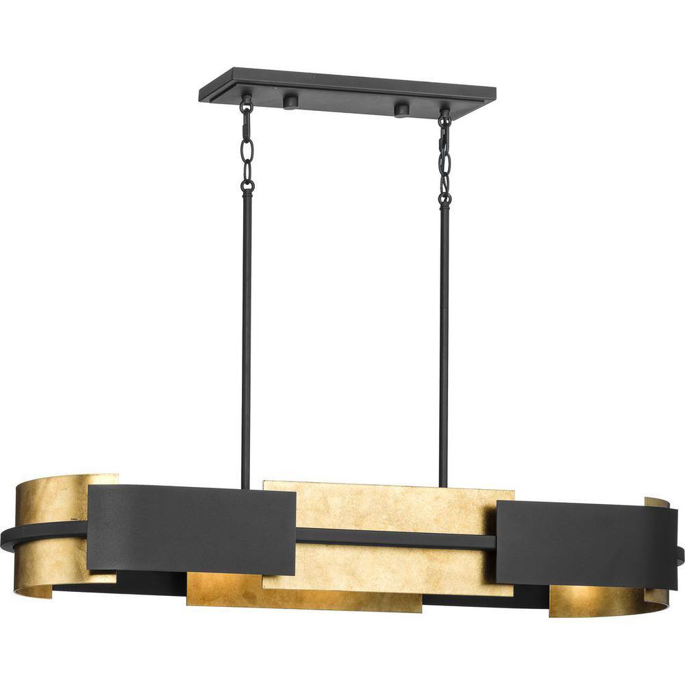 Lowery Black and Gold 4-Light Linear Chandelier
