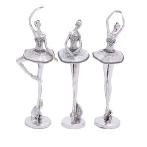 Silver Polystone Dancer Sculpture (Set of 3)