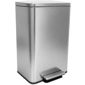 simplehuman 30L Round Step Kitchen Trash Can, Brushed Stainless