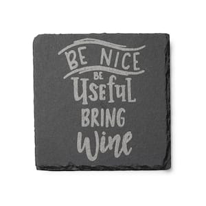 Wine Is Necessary Slate Coasters Silve Square 4 x 4 in. (Set of 4)
