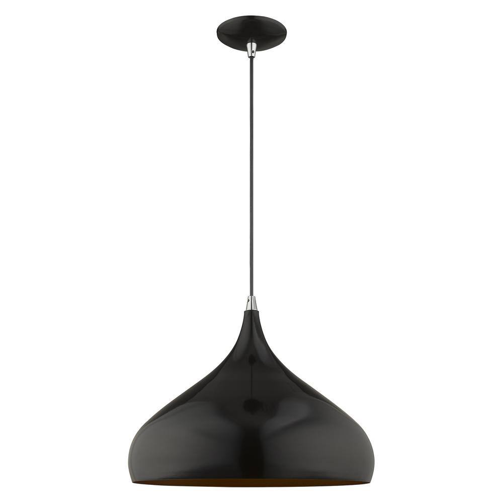 Shiny Black and Gold Mini Pendant Light