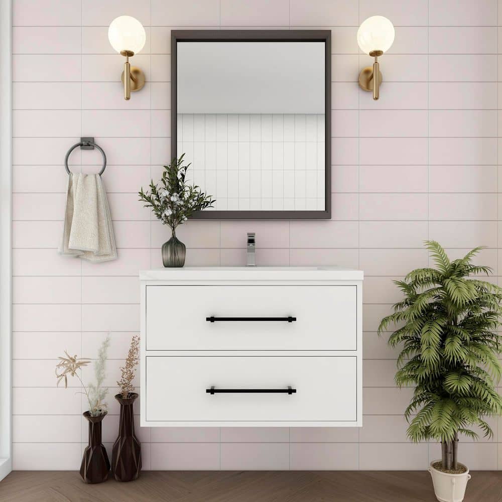 Victoria 30 in. W x 20 in. D x 22 in. H Single Sink Floating Bath Vanity in Gloss White with White Acrylic Top price history on PriceWatchPro