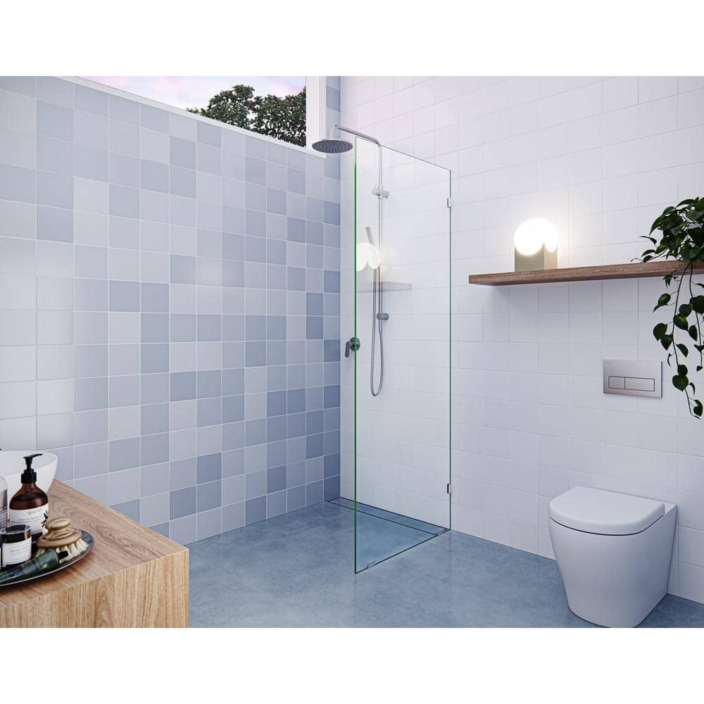 Vela 78" x 28" Frameless Tempered Glass Shower Panel with Brushed Nickel Hardware