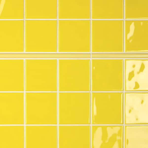 Merola Tile Twist Square Yellow Lemon 11-3/4 in. x 11-3/4 in. Ceramic Mosaic Tile (9.8 sq. ft./Case)