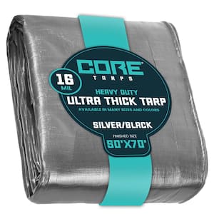 50 ft. x 70 ft. Silver/Black 16 Mil Heavy Duty Polyethylene Tarp, Waterproof, UV Resistant, Rip and Tear Proof