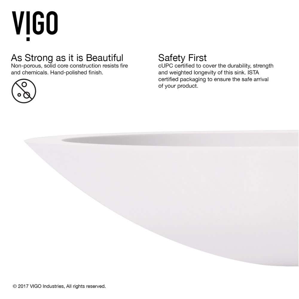 Wisteria 23" White Stone Oval Vessel Sink