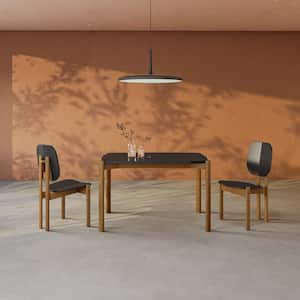 Gales Mid-Century Modern Matte Black Wood 47.24 in. 4 Leg Dining Table Seats 4