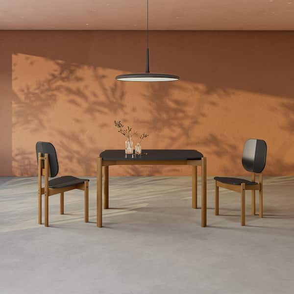 Manhattan Comfort Gales Mid-Century Modern Matte Black Wood 47.24 in. 4 Leg Dining Table Seats 4