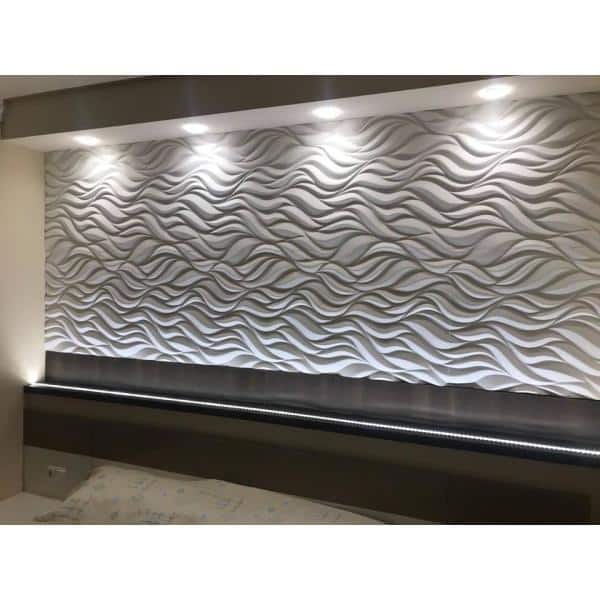 White 24" x 24" 3D Textured Geometric Wall Panels