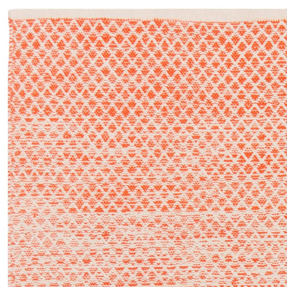 Coastal Charm Orange/Ivory Square Cotton Flatweave Rug