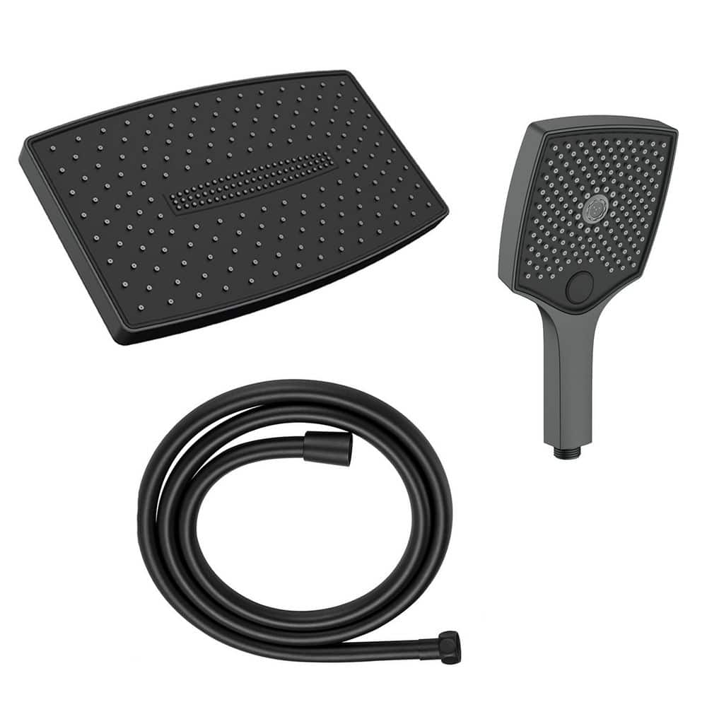 3 Pack 15.7 in. Rectangle Shower Head Replacement with Handheld Shower and Hose in Matte Black price history on PriceWatchPro