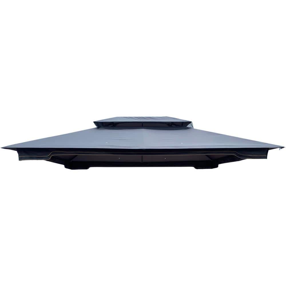 13 ft. x 10 ft. Patio Double Roof Gazebo Gray Replacement Canopy