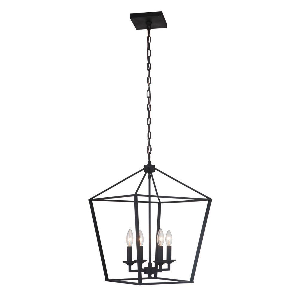 Flynt 4-Light Black and Polished Nickel Cage Pendant