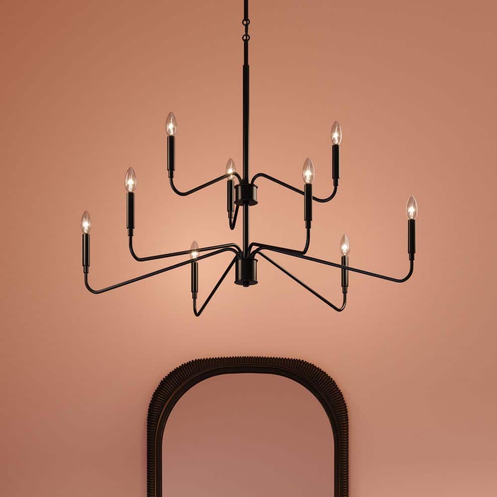 Pilar 9-Light Matte Black 2-Tier Empire Transitional Circle Chandelier price history on PriceWatchPro