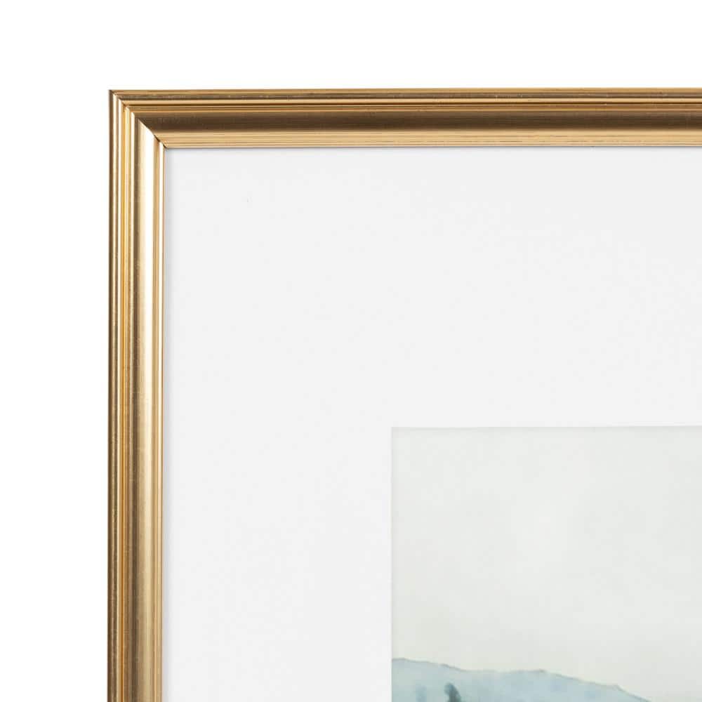 Gold Framed Watercolor Landscape Art Set, 11x14 Matted to 5x7