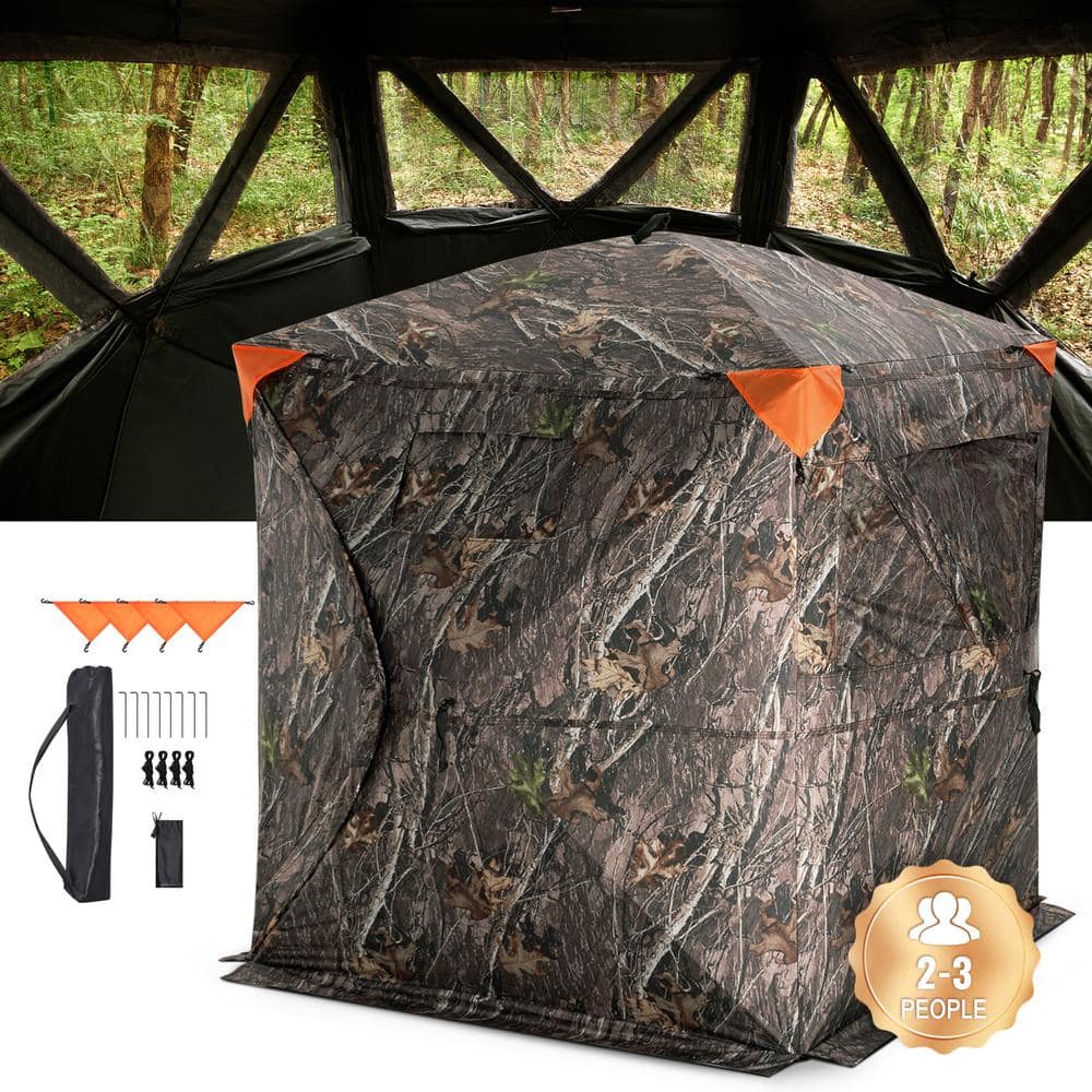 VEVOR Hunting Blind, 270-Degree See Through Ground Blind, 2-3 Person Pop Up Deer Blind for Hunting with Carrying Bag, Portable