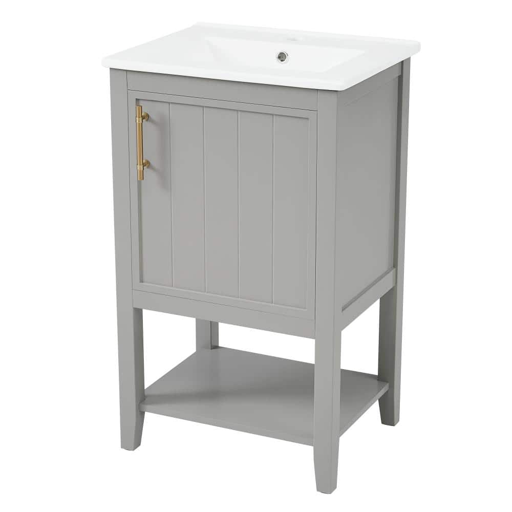 20in. W in Single of Sink Soft Close Door Vanity Gray Bath Vanity with White Ceramic Top Basin price history on PriceWatchPro