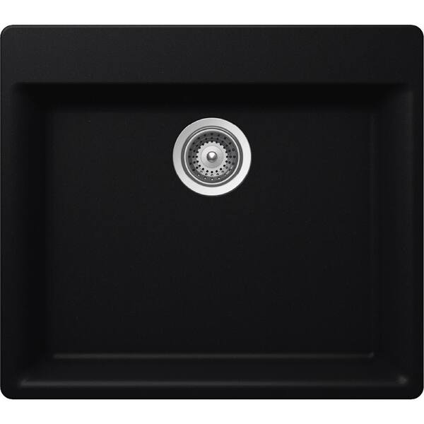 Elkay Schock Drop-In/Undermount Quartz Composite 23 in. Single Bowl Kitchen Sink in Black