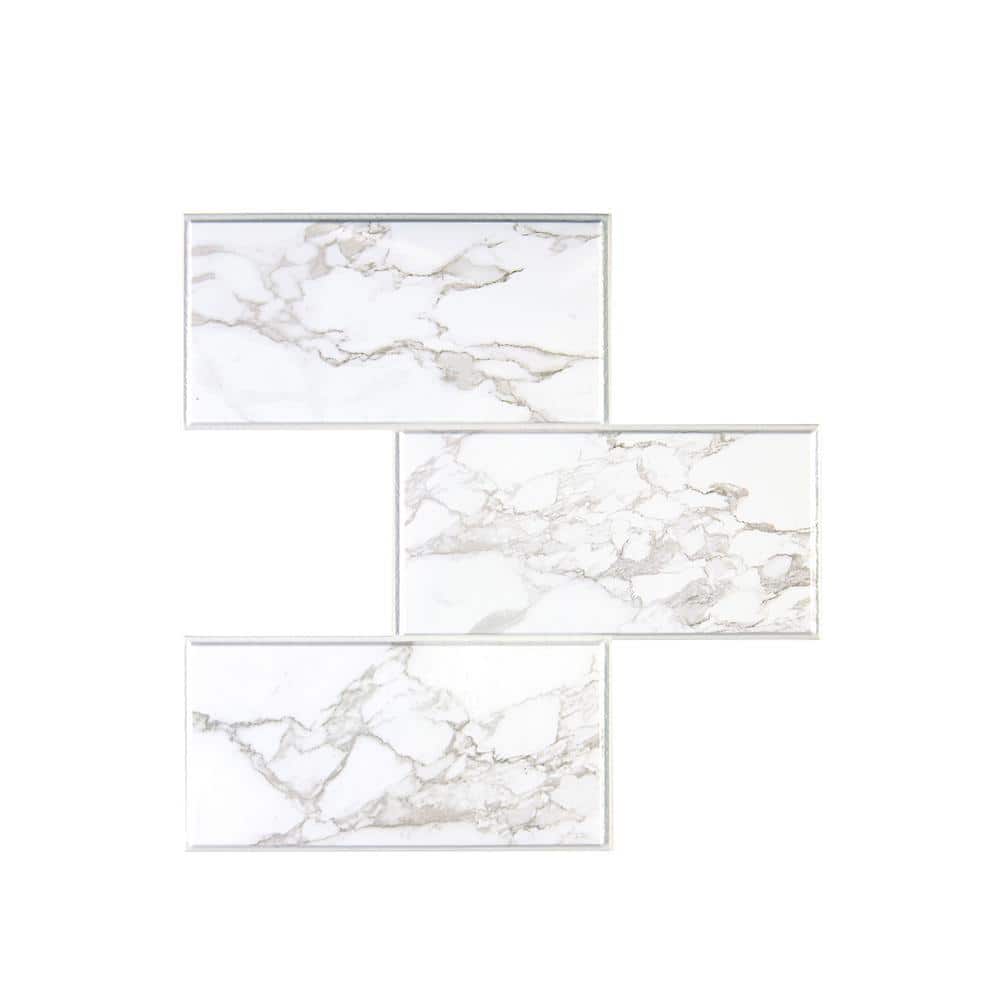 WallPOPs White Peel and Marble Stick Backsplash 10 in. x 10 in. Tiles