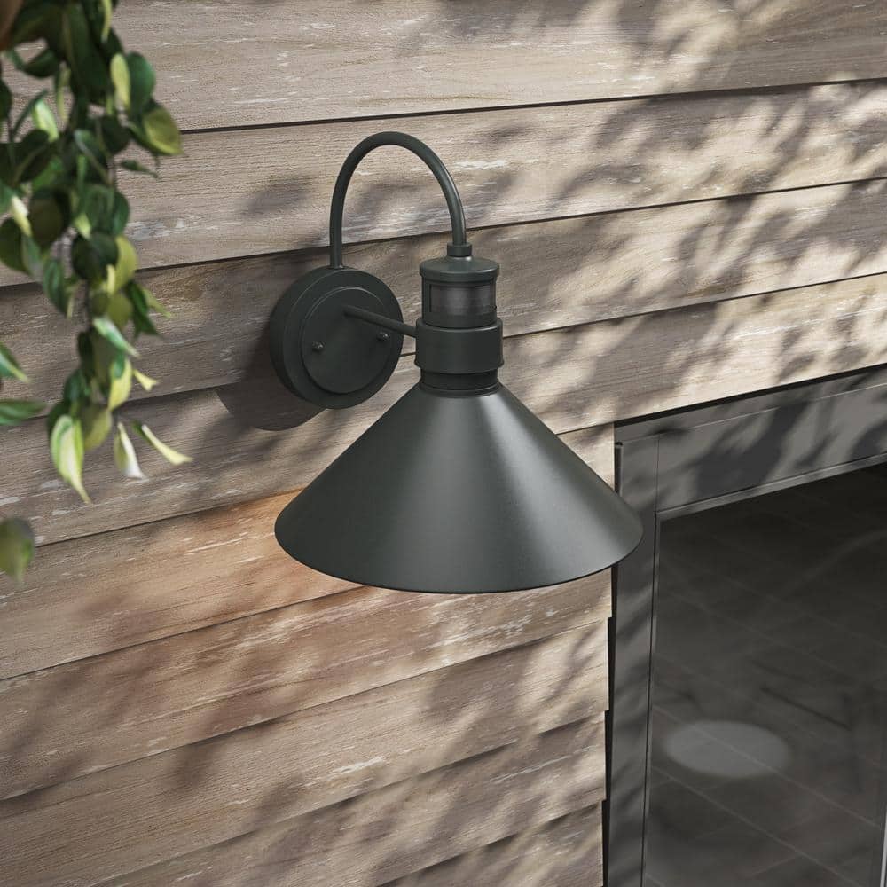 Black Metal Dimmable Motion Sensor Outdoor Wall Sconce