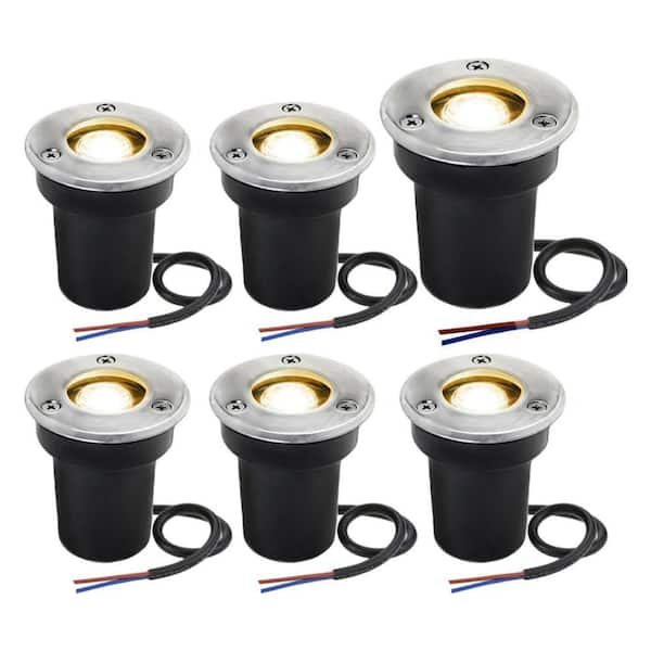 12V-24V Warm White Outdoor In-Ground IP67 Waterproof 1W LED Landscape Low Voltage Deck Lights 6 Pack