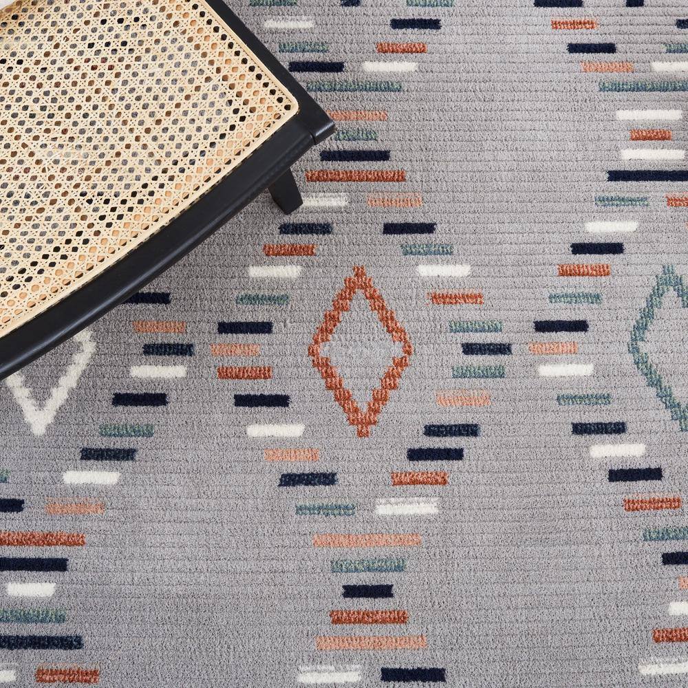 Marrakesh Grey and Blue Rust 8' x 10' Hand-Knotted Wool Rug