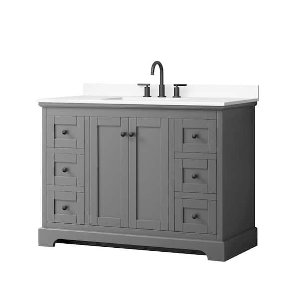 Avery 48 in. Single Freestanding Dark Gray Bath Vanity with White Cultured Marble Top