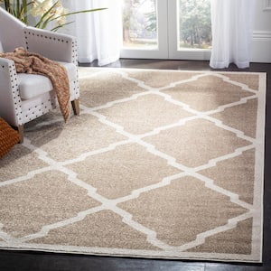 Amherst Wheat/Beige 9 ft. x 9 ft. Square Diamond Distressed Area Rug