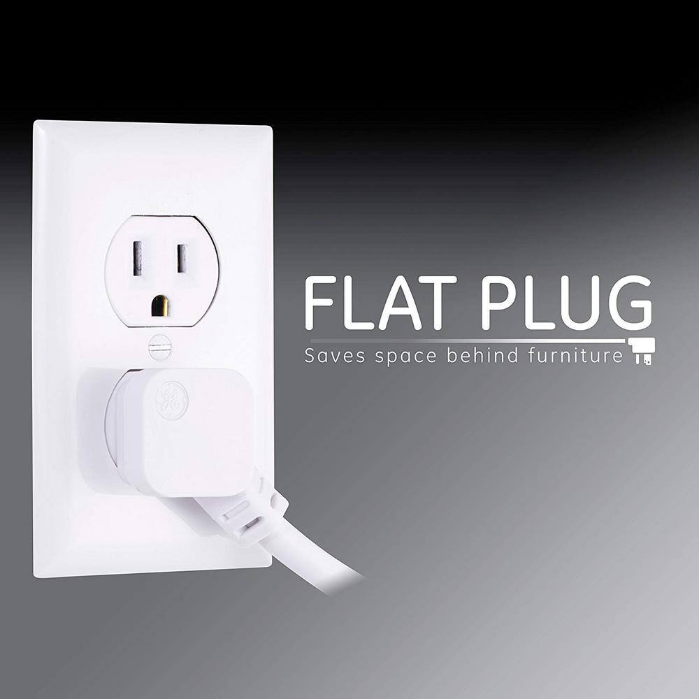 White 6-Outlet Power Strip with Surge Protection and 2ft Cord