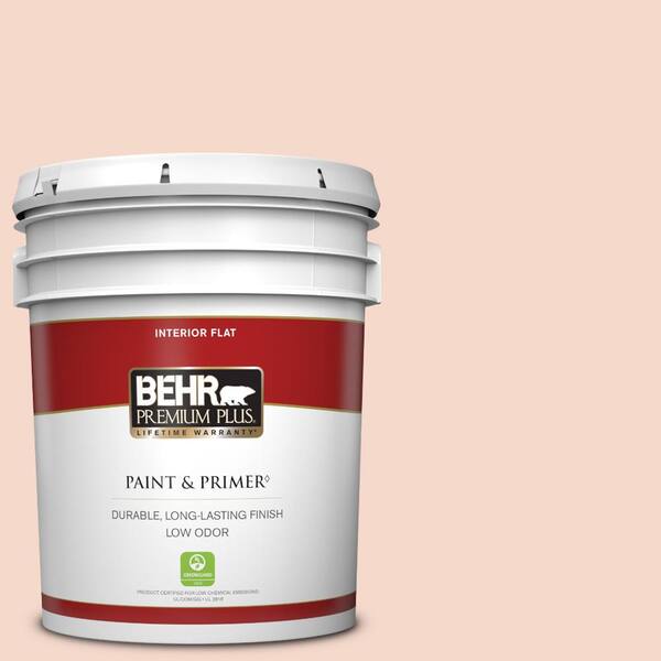 BEHR PREMIUM PLUS 5 gal. #M190-1 Pink Sea Salt Flat Low Odor Interior Paint & Primer