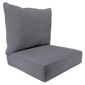 Sunbrella 24" x 24" Canvas Charcoal Grey Solid Rectangular Outdoor Deep Seating Chair Seat and Back Cushion Set