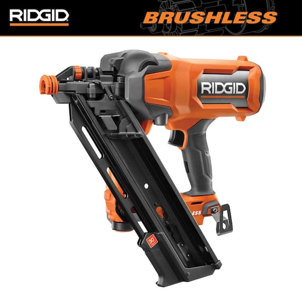 RIDGID 18V Brushless Cordless 30° 3-1/2 in. Framing Nailer with 18V Lithium-Ion 4.0 Ah Battery (2-Pack)
