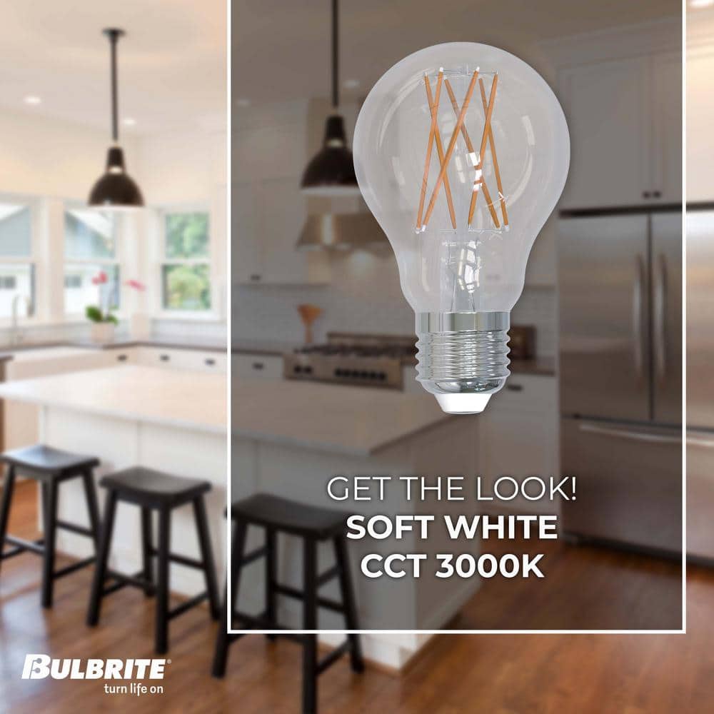 9W Clear Filament A19 Dimmable LED Bulb Pack