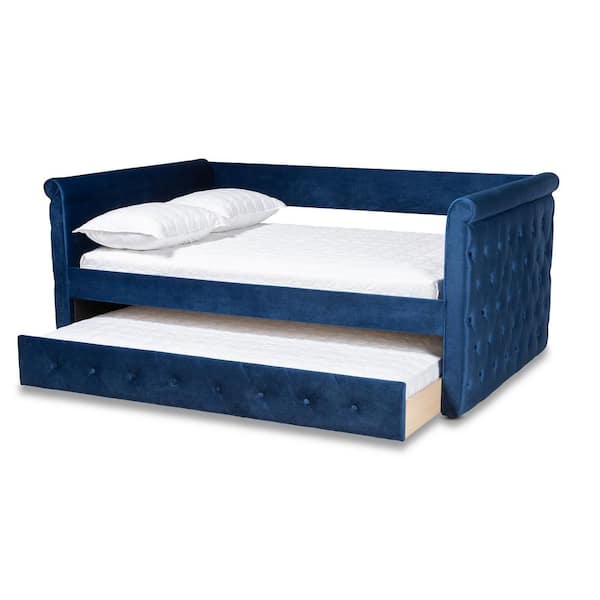 Baxton Studio Amaya Royal Blue Queen Trundle Daybed 155 9462 HD