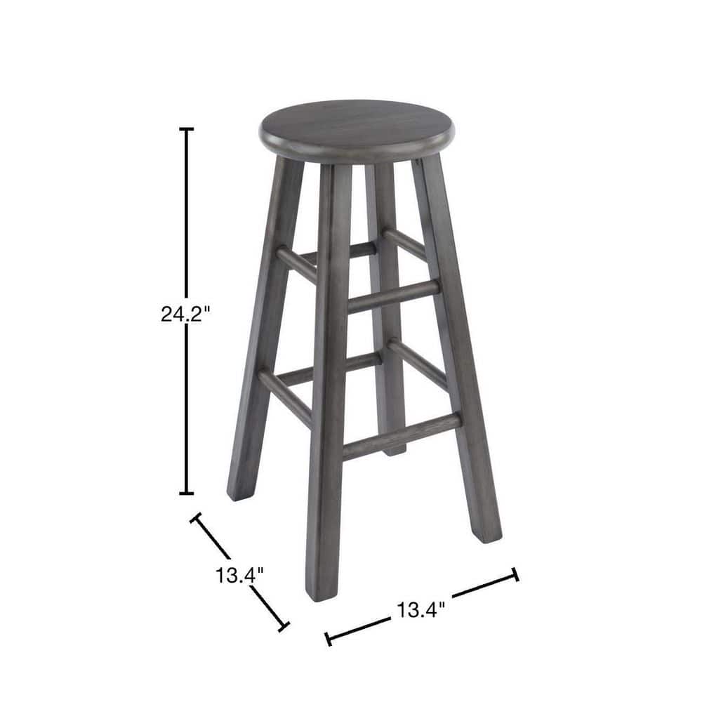 Rustic Gray 24" Solid Wood Backless Counter Stool